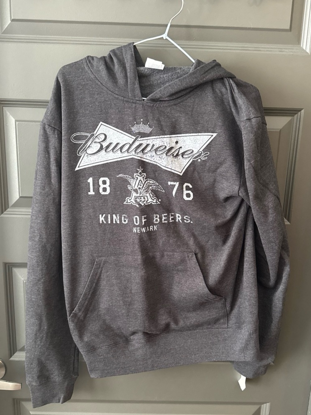 Budweiser King of Beers Vintage Style Hoodie Charcoal Grey Men's Medium NWT